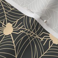 Halloween Spider Pattern Cute Web Spider Dark Grey-01