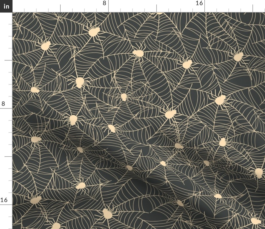 Halloween Spider Pattern Cute Web Spider Dark Grey-01