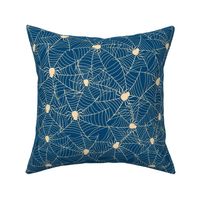 Halloween Spider Pattern Cute Web Spider Midnight Blue-01