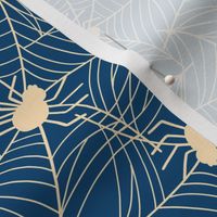 Halloween Spider Pattern Cute Web Spider Midnight Blue-01