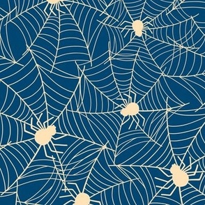 Halloween Spider Pattern Cute Web Spider Midnight Blue-01