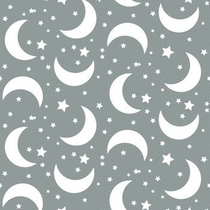 Moon and Stars Halloween Fabric Pattern Light Grey-01-01