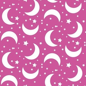 Moon and Stars Halloween Fabric Pattern Pink-01-01