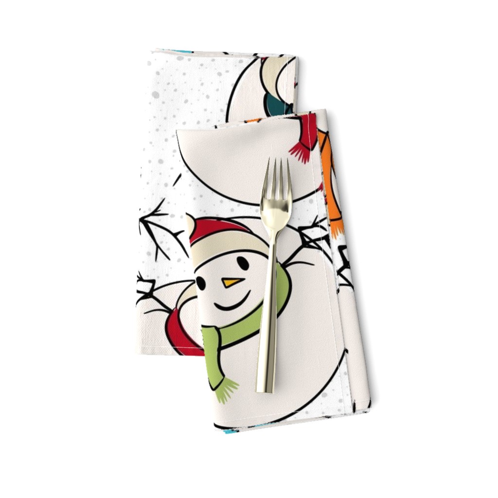 smiling snowman - cute christmas snowman - xmas fabric and wallpaper