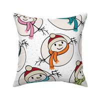 smiling snowman - cute christmas snowman - xmas fabric and wallpaper