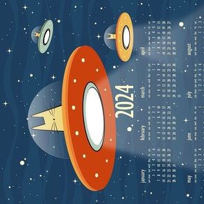 cat calendar 2023 - space cat calendar - alien cats - tea towel and wall hanging
