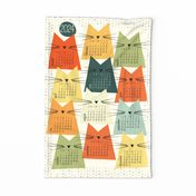 cat calendar 2024 - vintage cats calendar - nala cat - tea towel and wall hanging