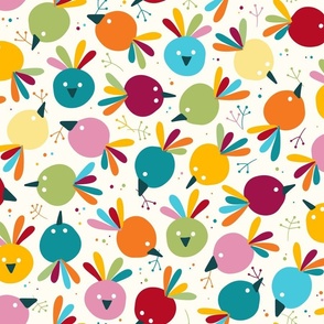 bird watching - bohemian cute little birds - birds fabric and wallpaper