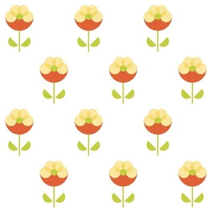 Happy Blossoms - Geometric Flowers Floral Botanical Nature Minimalist Yellow Red Daisies Summer