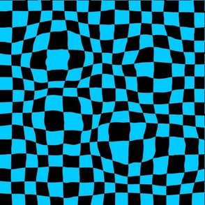 warped black blue checker