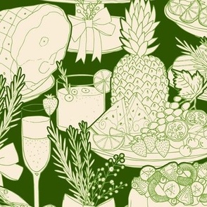 christmas lunch toile - green