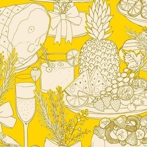 christmas lunch toile - yellow