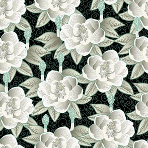 magnolias // victorian floral - dark neutral