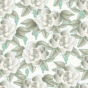 magnolias // victorian floral - light neutral