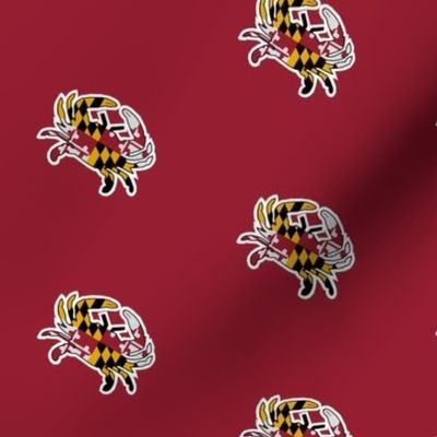 Maryland Crabs on red background - 2 Crabs per 12 inch width