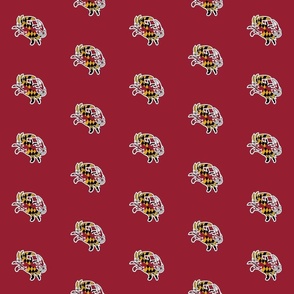 Maryland Crabs on red background - 2 Crabs per 12 inch width
