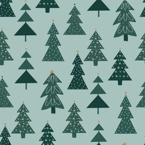 SMALL christmas trees fabric - holiday xmas fabric 