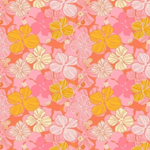 cheerful tropical floral-pink tile