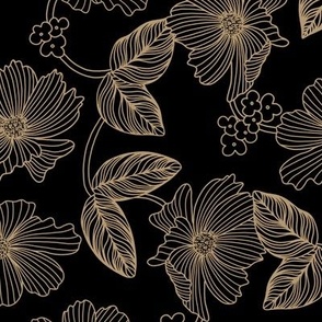 Black and Gold Victorian Inspired Floral Leaf Design