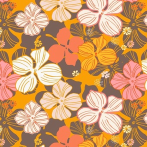 cheerful tropical brown floral-lg tile