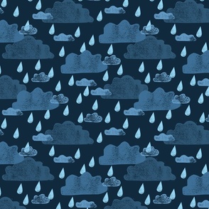 Stormy Weather  - Rain Clouds in Dark Blue - Large Scale