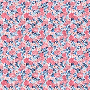 chintz roses/blue coral/extra small