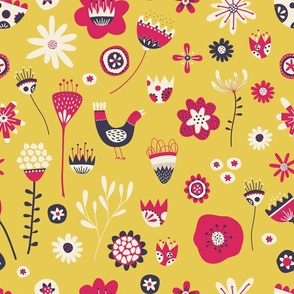 Spring Folk Floral Yellow Jumbo