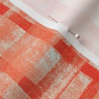 Distressed Gouache Irregular Checkered Pattern in Coral Red and Cream