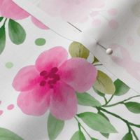 Large Scale Pink Ribbons Breast Cancer Awareness and Support Watercolor Flower Floral on White