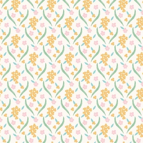 Vintage Daydream Floral - Small Yellow Spray - Small Scale