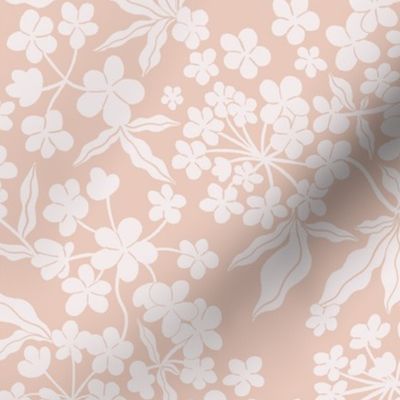 Ditsy White Blooms on a dusty pink background