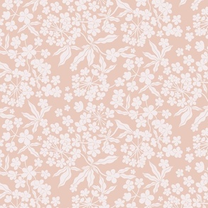 Ditsy White Blooms on a dusty pink background