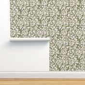 Ditsy White Blooms on a sage background