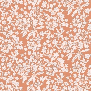 Ditsy White Flowers in terracotta tones