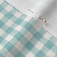 Vintage Pastel Gingham in Turquoise - Small Scale