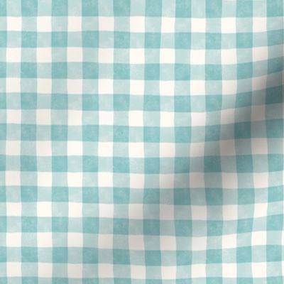 Vintage Pastel Gingham in Turquoise - Small Scale