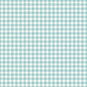 Vintage Pastel Gingham in Turquoise - Small Scale