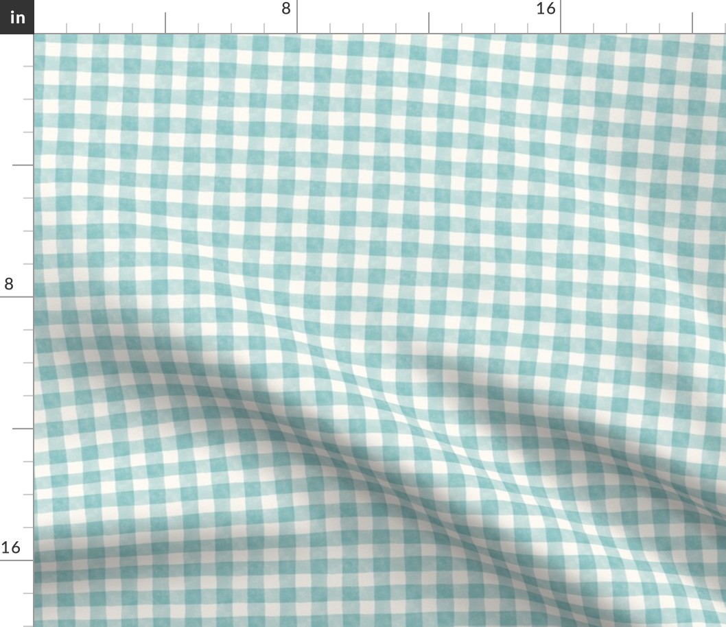 Vintage Pastel Gingham in Turquoise - Small Scale