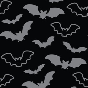 Halloween Bats Cute Halloween Kids Pattern Black and Grey-01