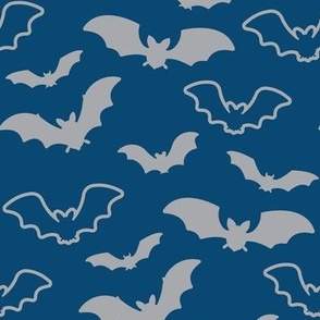 Halloween Bats Cute Halloween Kids Pattern Blue and Grey-01