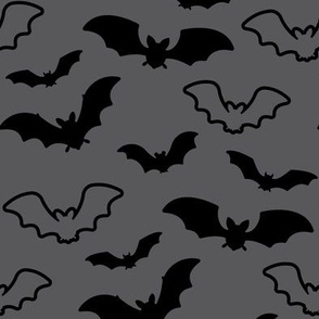 Halloween Bats Cute Halloween Kids Pattern Grey and Black-01