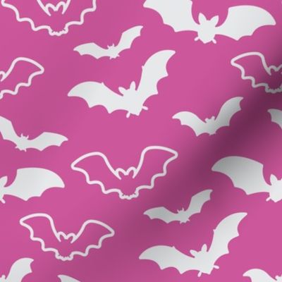 Halloween Bats Cute Halloween Kids Pattern Pink and Light Grey-01