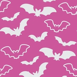 Halloween Bats Cute Halloween Kids Pattern Pink and Light Grey-01