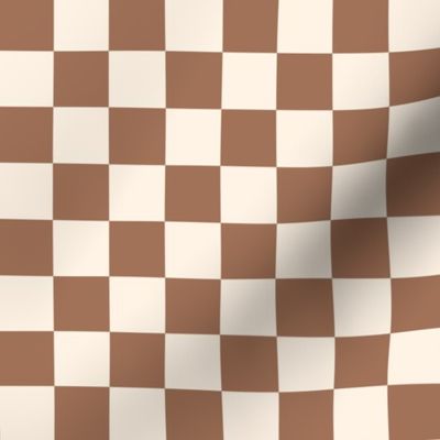 Pale Brown and Cream Checkers - Retro Checked Plaid