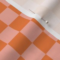 Rosebud Pink and Mandarin Orange Checkers - Retro Checked Plaid
