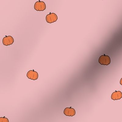 The minimalist - Pumpkin patch autumn garden halloween freehand nursery design orange on pink