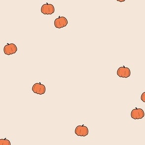 The minimalist - Pumpkin patch autumn garden halloween freehand nursery design orange on cream