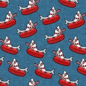(small scale) snow tubing sharks - winter shark-  red/blue  - LAD22