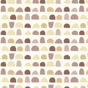 Playful abstract round forms in rows and on creme background