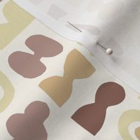 Playful abstract shapes in a grid on creme background